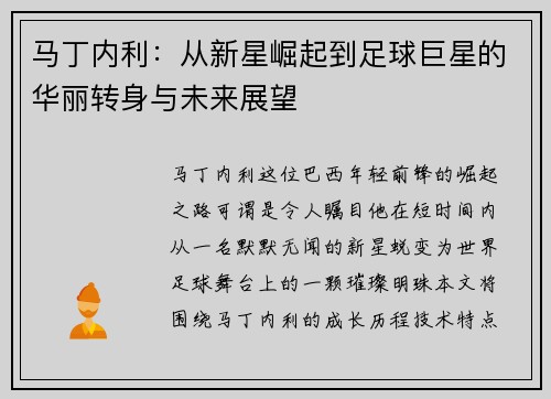 马丁内利：从新星崛起到足球巨星的华丽转身与未来展望